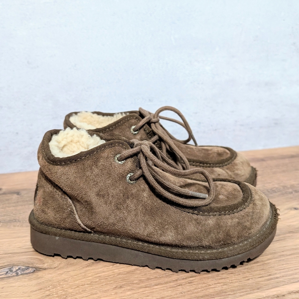 UGG Australia Kids Neumel Suede Lace-Up Boots Brown Size 2 S/N 5652